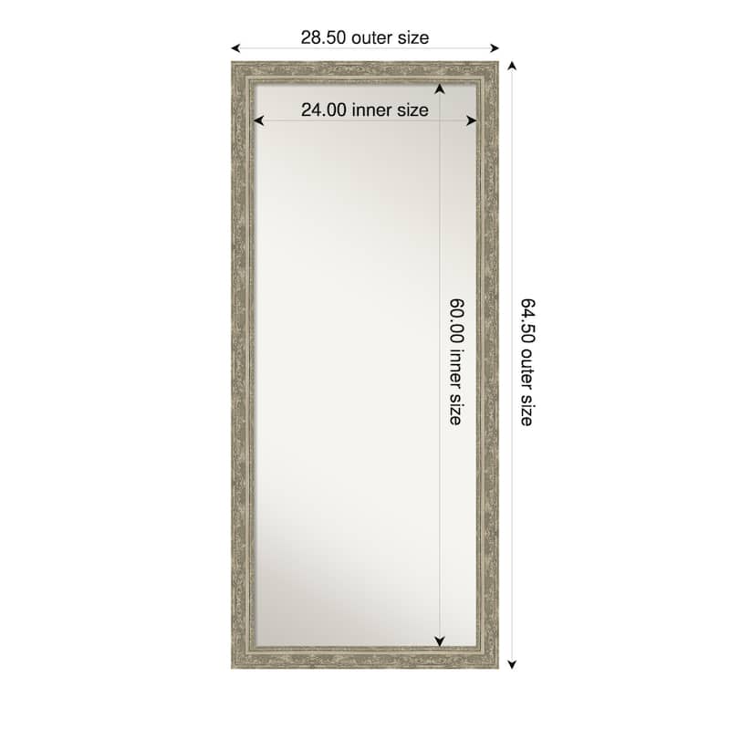 Filigree Non-Beveled Framed Full-Length Floor Leaner Mirror - 29 x 65 in - Filigree Silver
