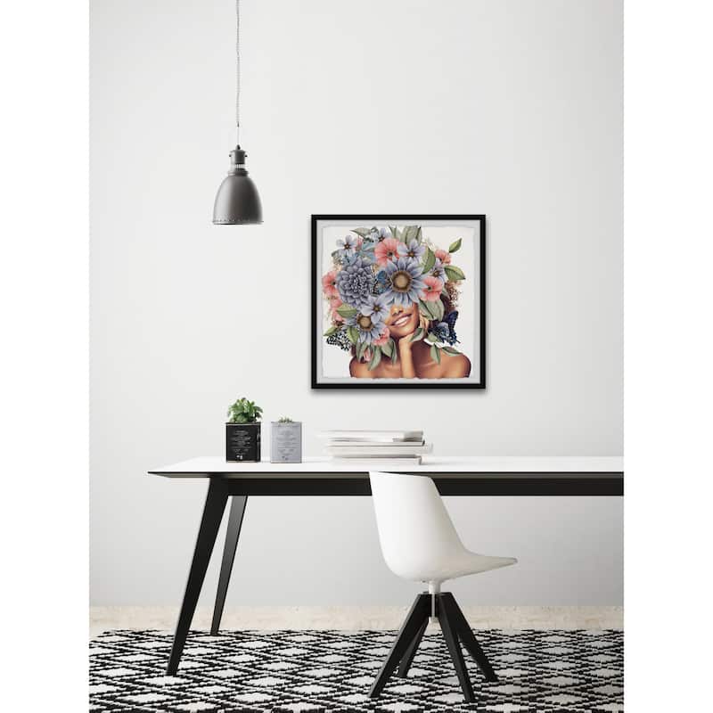 'Butterflies and Purple Flowers' Framed Painting Print