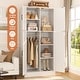 preview thumbnail 23 of 22, Rackcog Wooden Wardrobe with Barn Doors, Farmhouse Closet Storage Cabinet with Hanging Rod