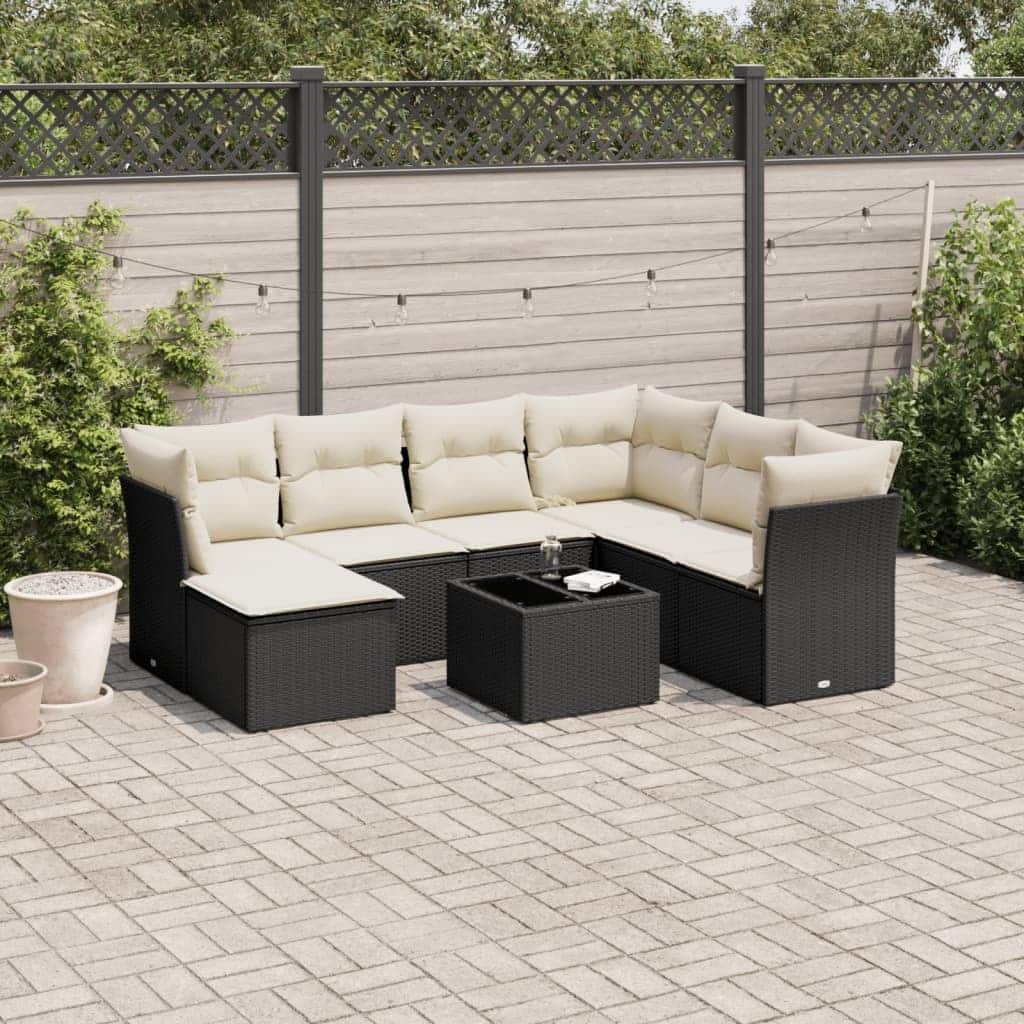 vidaXL Garden Sofa Set Black, Cream White - 21.7 x 21.7 x 14.6