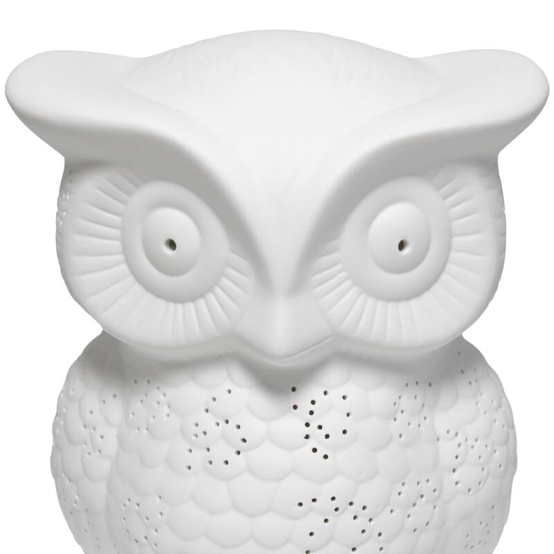 9.84 in. White Finish Table Lamp, Sturdy Owl Shaped Table Lamp for Living Rooms and Bedrooms