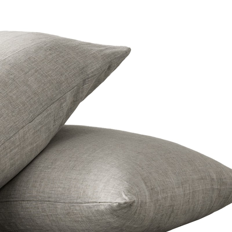HomeRoots Set of Two Light Gray Linen Pillowcases