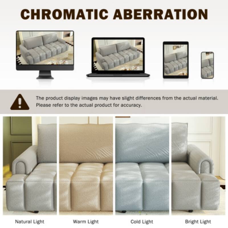 90.2 Inch King 3-in-1 Sleeper Sofa with Seat Storage, Modern 4-Seater Convertible Teddy Fabric Couch