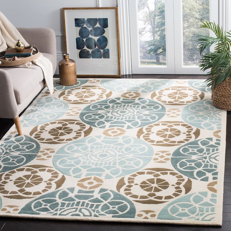 SAFAVIEH Handmade Capri Hilkaa Modern Wool Rug - 8' x 10' - Beige/Blue
