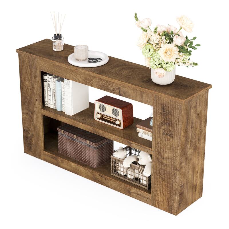 55" Wooden Console Sofa Table with Storage for Living Room Entryway