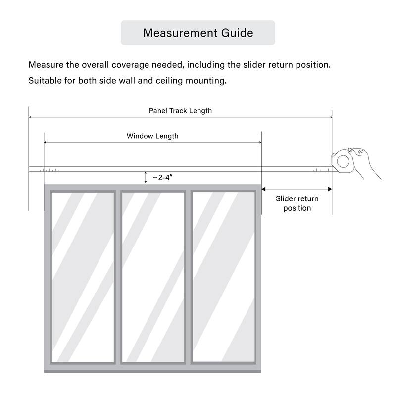 InStyleDesign 6-Panel Panel Track / Room Divider/ Blinds 48"-84"W x 91.4"H, Panel width 15.75", Geometric White, Lapis Gris