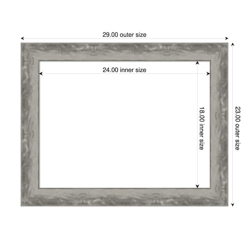 Amanti Art Waveline Silver Narrow Framed Dry Erase Magnetic Board - 29 x 23 in