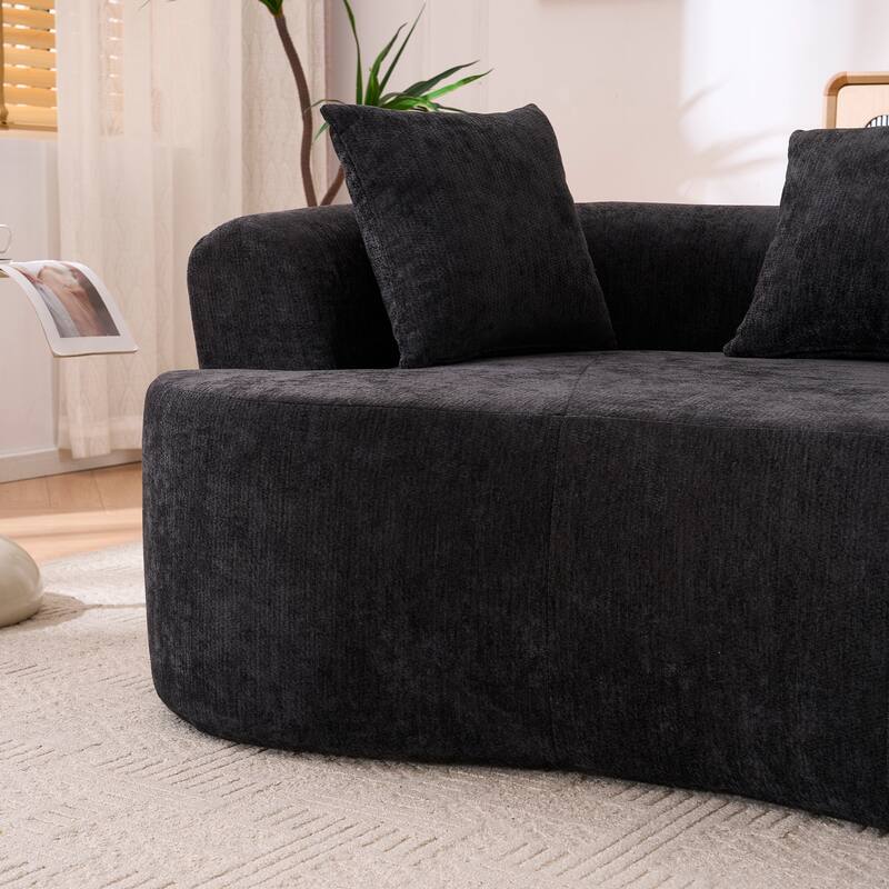 GDFStudio - Crescent-Shaped 67" Chenille Sofa with Self-Inflating Foam and Modular Design