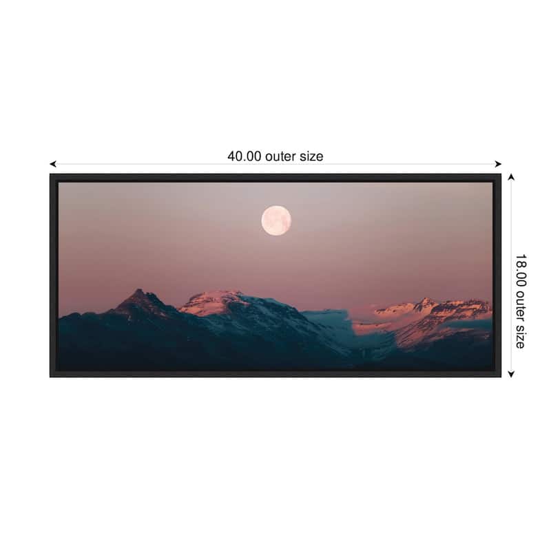Kate and Laurel Sylvie Panoramic Pastel Moonrise over Icelandic Mountains Framed Canvas by Michael Schauer