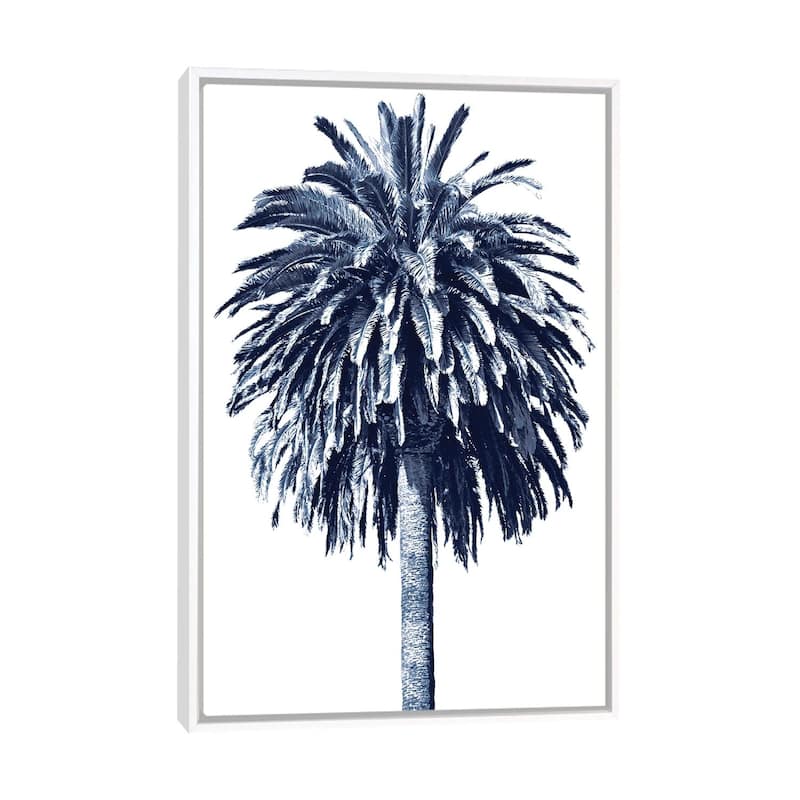 iCanvas "Blue Palm Tree II" by Devon Davis Framed - White - 26x18