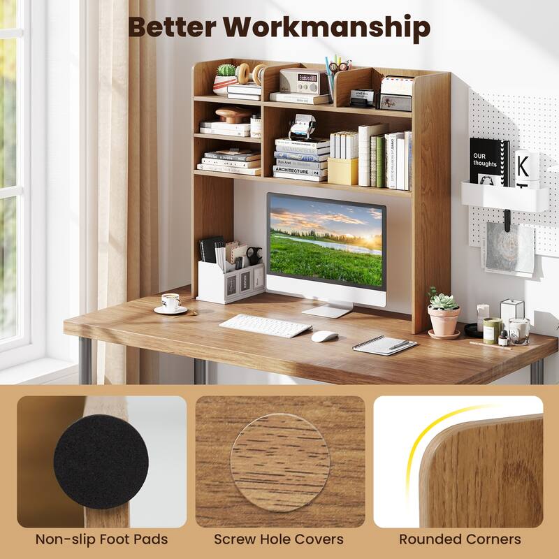 Gymax 3-Tier Desktop Bookshelf w/ 6 Shelves Desk Organizer for