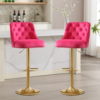 HOMYKA 360 Degrees Swivel Bar Chair With Adjustable Height and Metal Feet Bar Stool Set of 2