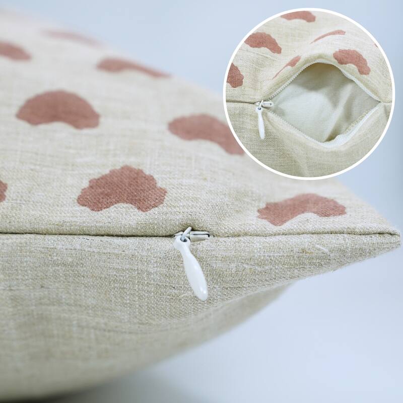 Fabdivine Pink Soft Linen Floral Pillow Cover for Summer Bedroom or Fall Dining 12x20 Inch Block Print Cushioncase, Priya