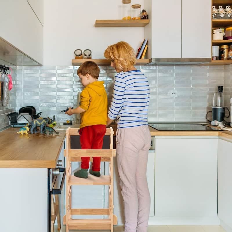 Wooden 2 - Step Stool for Kids Toddler Tower, Learning Tower Toddler