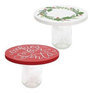 White Red Clear Glass Jars with Wooden Holiday Toppers for Decor, 2 ...