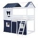 preview thumbnail 5 of 15, Playhouse Inspired Twin Size Bunk Bed with Windows & Tent
