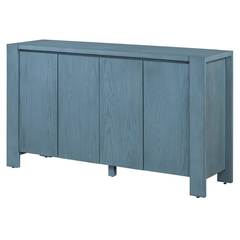 Retro 4-Door Sideboard with Distressed and Adjustable Shelves