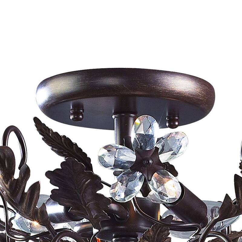 Elk Home Cristallo Fiore Deep Rust Crystal 3 Light Semi Flush Mount