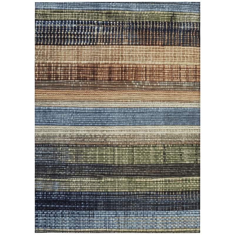 HomeRoots Striped Transitional Rectangle Outdoor Rug