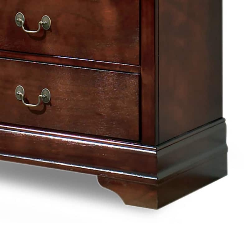 Deyr Tall Dresser Chest, 5 Drawer Bronze, Louis Philippe Molding Brown