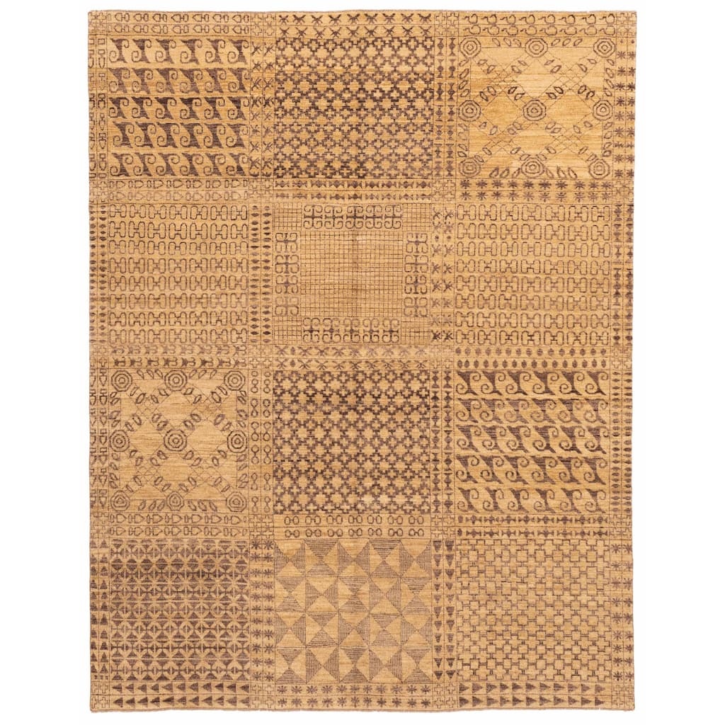 ECARPETGALLERY Hand-knotted Peshawar Ziegler Khaki Wool Rug - 7'11 x 10'0