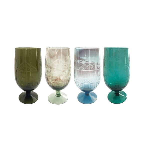 slide 2 of 2, Stemmed Drinking Glasses - 3.0"L x 3.0"W x 6.0"H Multi - Set of 4 - 3.0"L x 3.0"W x 6.0"H