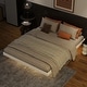 preview thumbnail 25 of 55, Modern Size Low Profile Platform Floating Bed with LED Lights Underneath