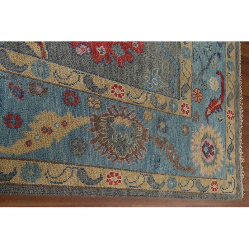 Gray & Blue Oushak Oriental Area Rug Handmade Wool Carpet - 8'11"x 11'8"