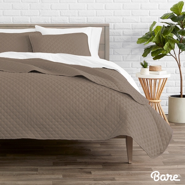 Bare Home Diamond Stitched Lightweight Microfiber Coverlet Set. Opens flyout.