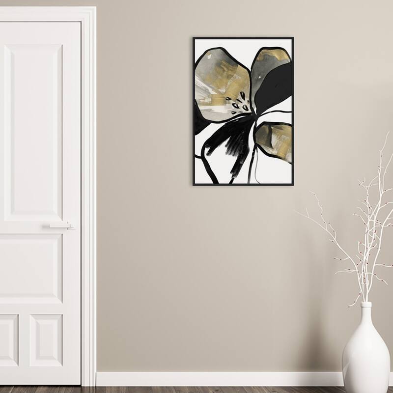 Yellow Botanical II by PI Studio Framed Canvas Wall Art Print - Sylvie Black
