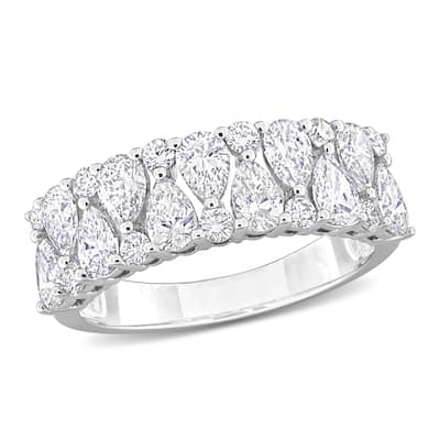 Miadora 2ct TDW Pear and Round Diamond Semi-Eternity Ring in 14k White Gold
