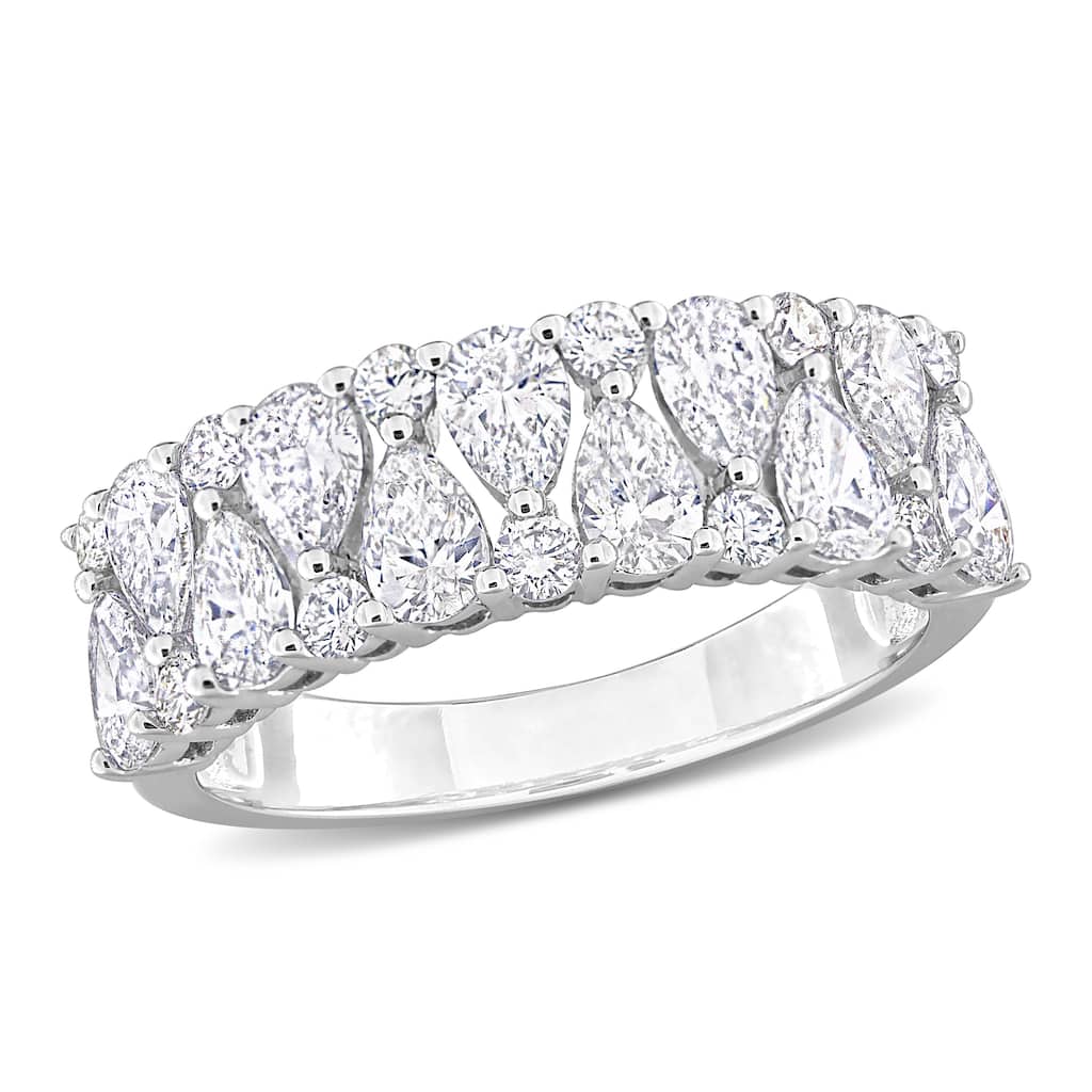 Miadora 2ct TDW Pear and Round Diamond Semi-Eternity Ring in 14k White Gold