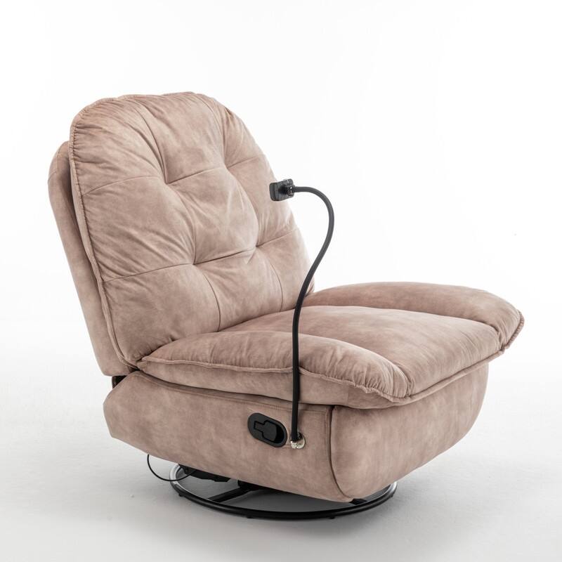 Gold-Stamped Velvet Multi-Function Recliner with Swivel, Glide & Phone Holder - Oversized Comfort for Living Room, Bedroom