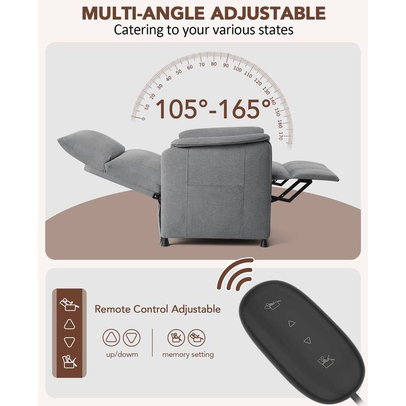 Recliner Chair, Electric Adjustable Recliners Home Seating with Thick Seat Cushion and Backrest