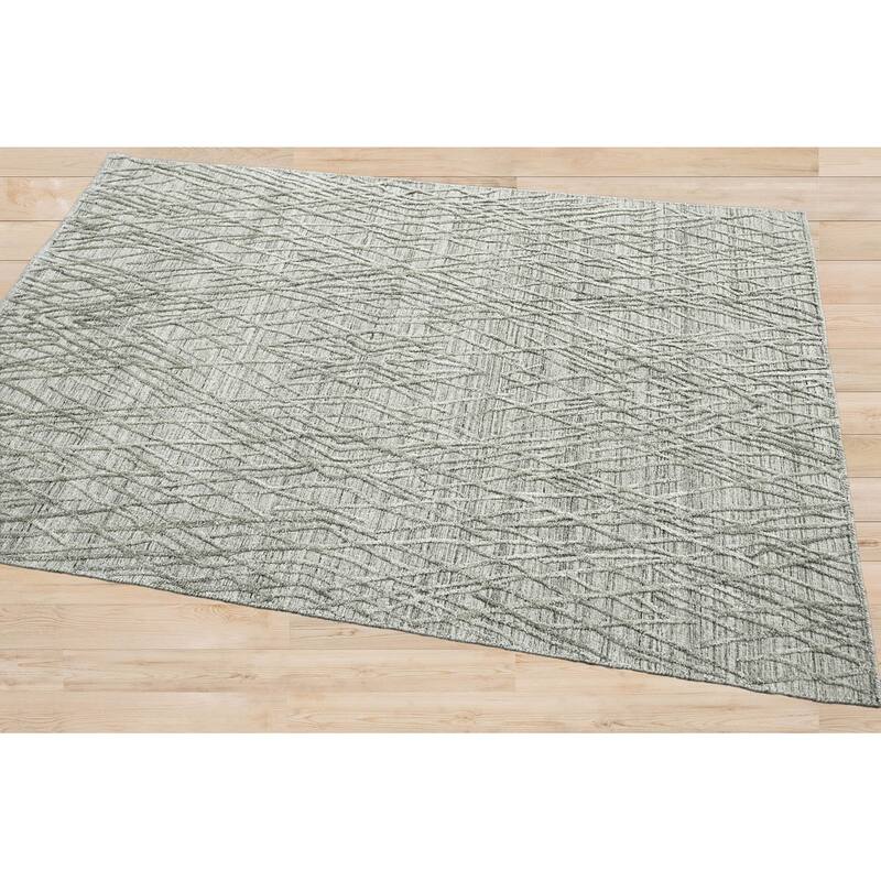 Hand Made Loop n Cut Pile 100% Wool Modern Oriental Area Rug Gray - 4' x 5' 11''