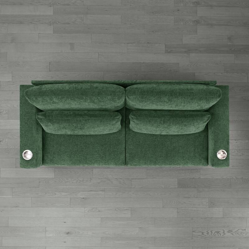 Spruce & Spring Ezra 89" Modern High Back Living Room Sofa with USB & Cup Holders