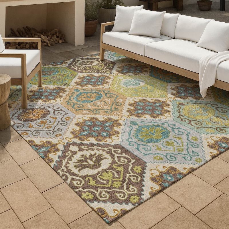 Machine Washable Indoor/ Outdoor Global Bayfield Chantille Rug - Beige - 3' x 5'