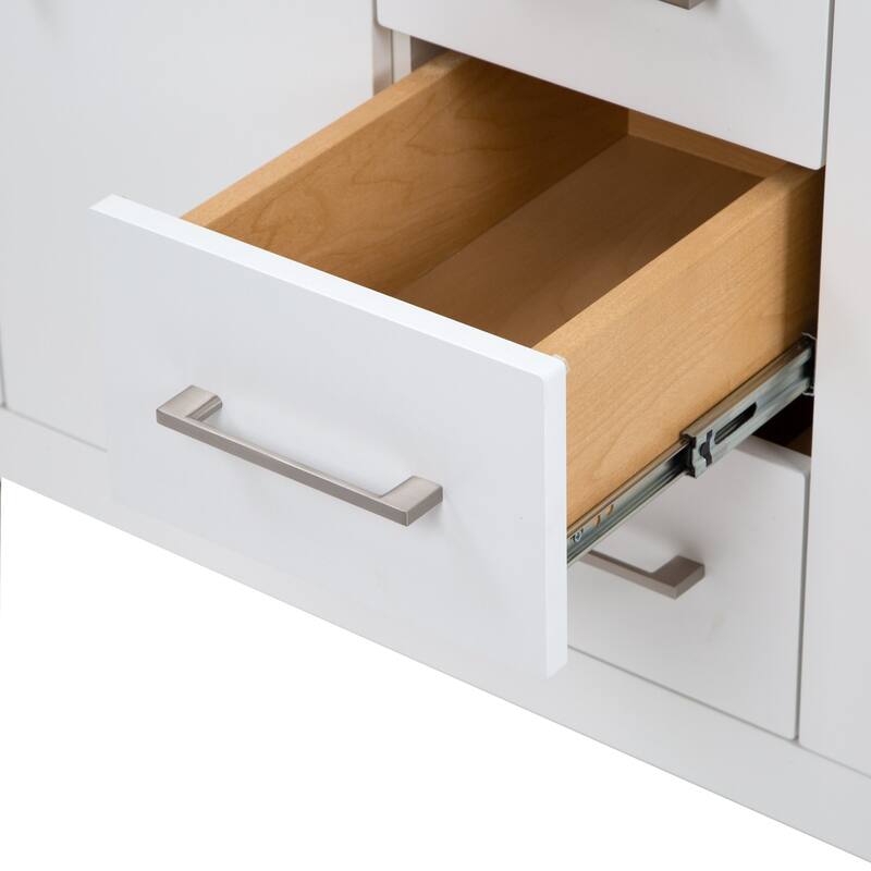Spring Mill Cabinets Salil 60" Double-Sink Vanity With 2 Cabinets, 3 Drawers, and White Sink Top