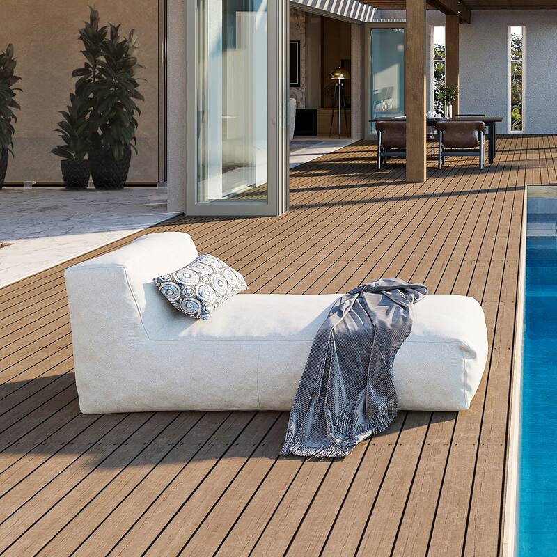 1-Piece Outdoor Bean Bag Chaise Lounge with Pillow - N/A