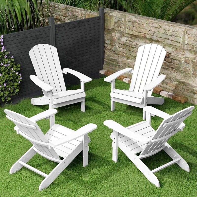 WINSOON All Weather HIPS Outdoor Plastic Adirondack Chairs Set of 4 - White