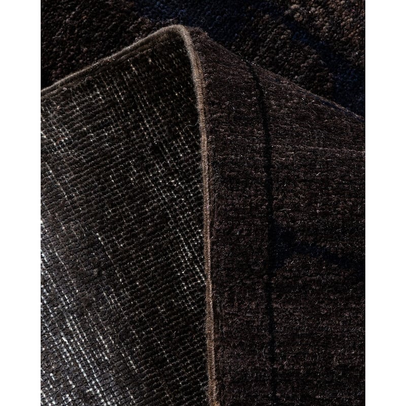 Overton Hand Knotted Wool Vintage Inspired Modern Contemporary Overdyed Charcoal Area Rug - 6' 0" x 8' 10"