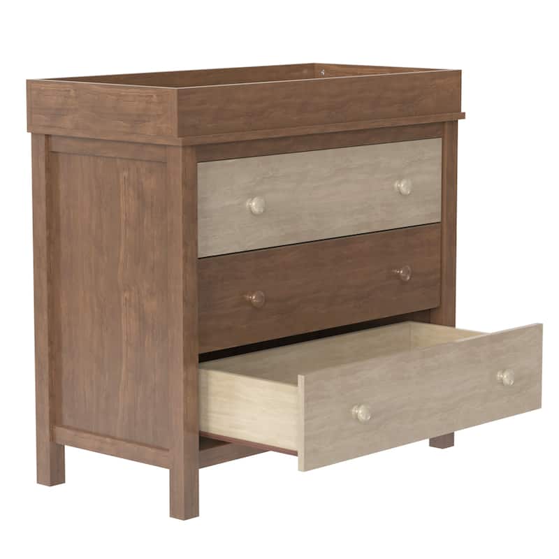 3-Drawer Changer Dresser with Removable Changing Tray - Brown