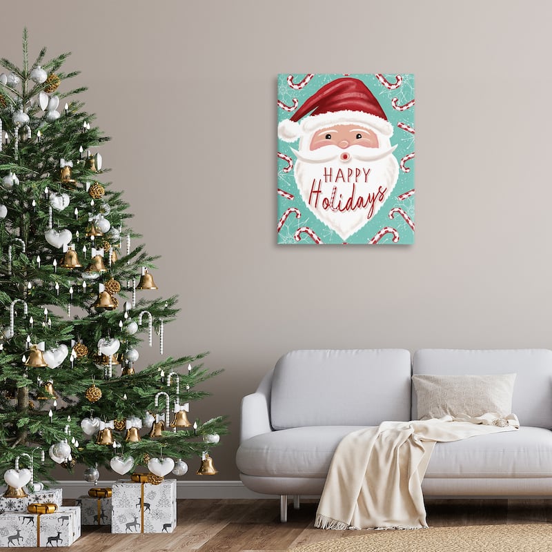 Stupell Jolly Santa & Candy Canes Canvas Wall Art Design By Elizabeth Tyndall