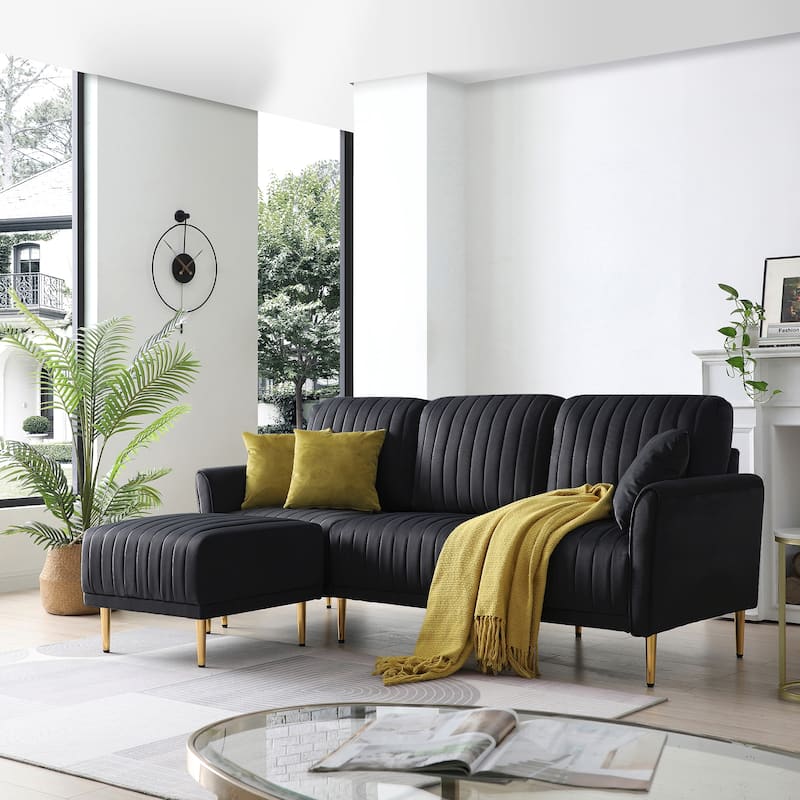 Modern Lshaped Sofas Chaise Lounge with 3seat Sofa and Ottoman