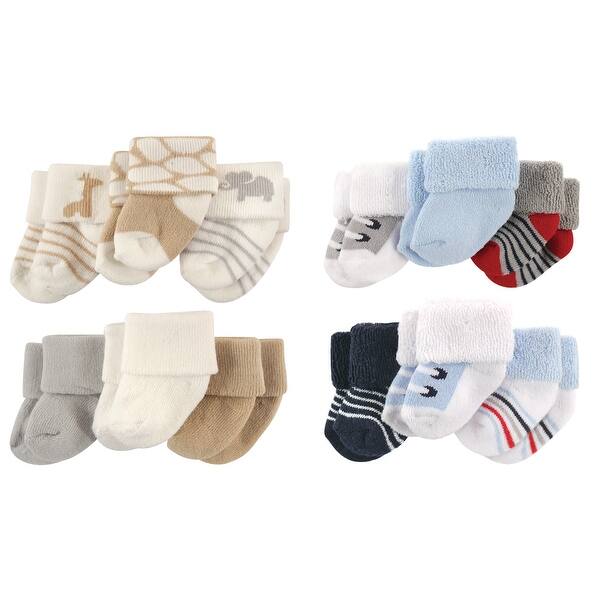 slide 1 of 1, Luvable Friends Infant Boy Cotton Terry Socks, 12-Piece, Safari Blue Gray, 0-3 Months - Safari Blue Gray 0-3 Months - Safari Blue Gray