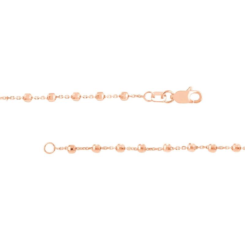 Curata 14k Rose Gold 2.5mm Diamond Cut Bead Stations Chain Necklace