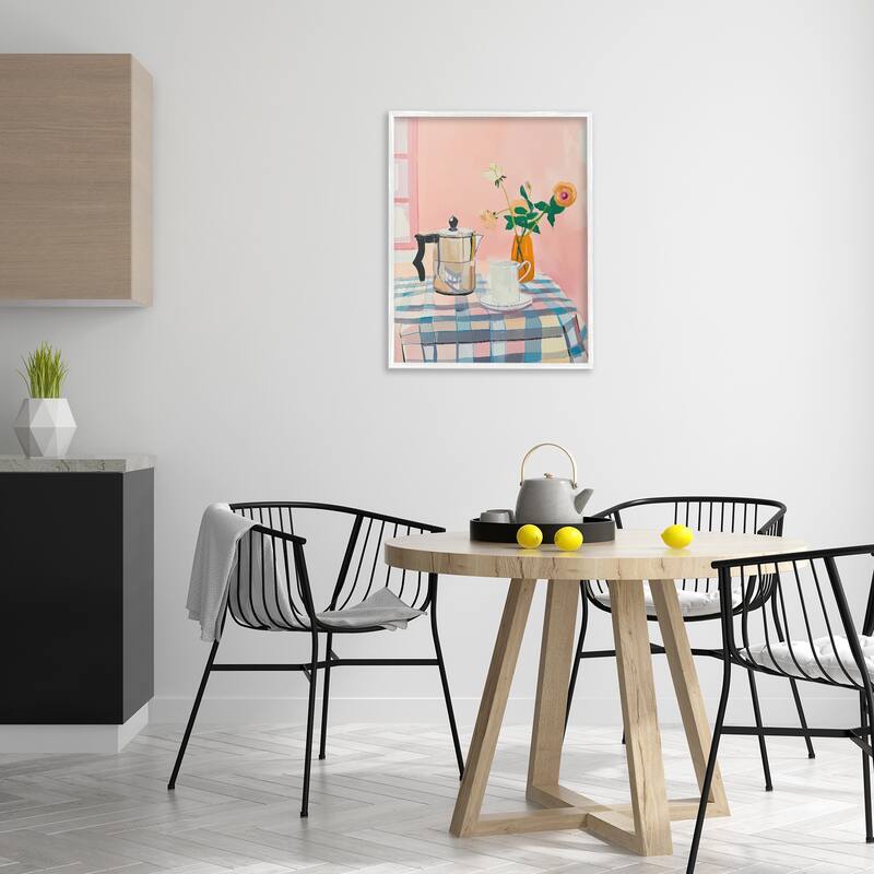 Stupell Pink Retro Kitchen Table Framed Giclee Art Design By Arlington Prints