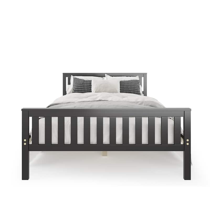 Costway Full Wood Platform Bed with Headboard and Footboard Mattress