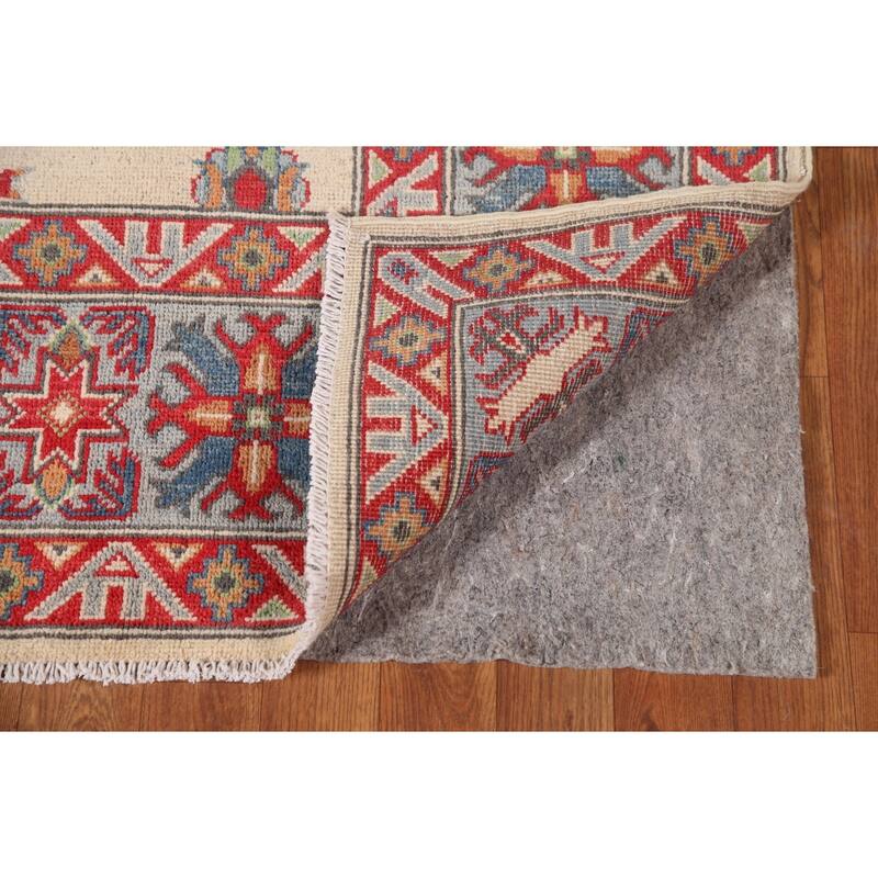 Kazak Living Room Area Rug Hand-Knotted Wool Carpet - 6'9" x 10'1"