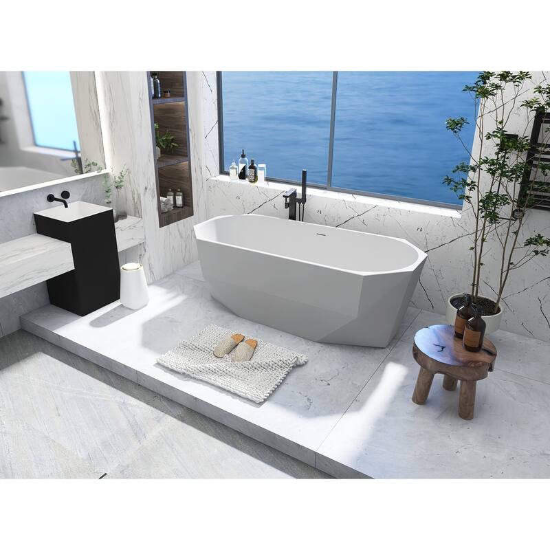 Edward Soaking Diamond Style Bathtub in Glossy White